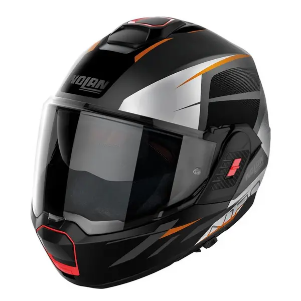 Image of Nolan N120-1 Nightlife N-COM 026 Flat Lava Grey Orange Silver Black Modular Helmet Size XL