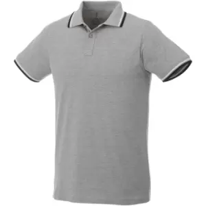 Image of Elevate Mens Fairfield Polo With Tipping (3XL) (Grey Melange/Navy/White)