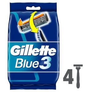 image of Gillette Blue 3 Disposable Razors x 4