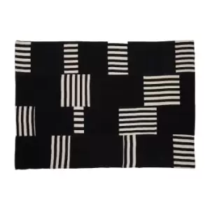 Image of Monochrome Stripe and Check Abstract Rug