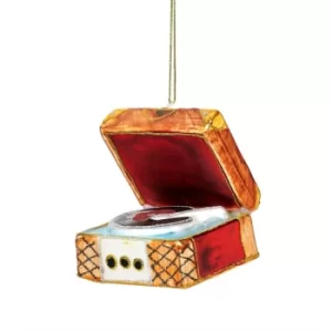 image of Retro Record Player Shaped Bauble