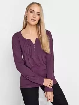 Image of Long Tall Sally Dark Red Ls Henley Top, Red, Size 10, Women