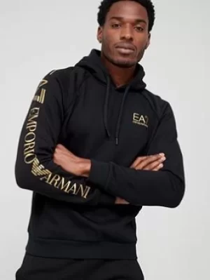 Image of Emporio Armani EA7 Extended Logo Pullover Hoodie Black Size XL Men