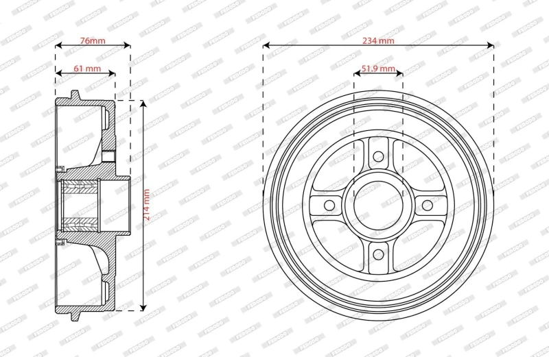 Image of FERODO FDR329842 Brake Drum Brake Drum (123)