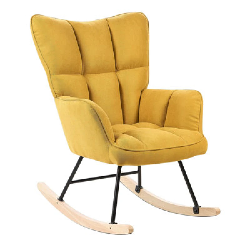 Image of Beliani Rocking Chair Oulu Fabric Yellow
