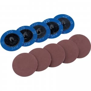 Image of Draper 50mm Diameter Aluminium Oxide Sanding Disc 50mm 320g Pack of 10