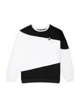 Converse Oversized Rivalry Crew Sweatshirt - Black/White, Size XS, Women