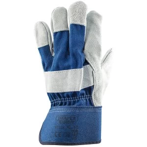Image of Draper Heavy Duty Large Leather Gardening Gloves - Blue