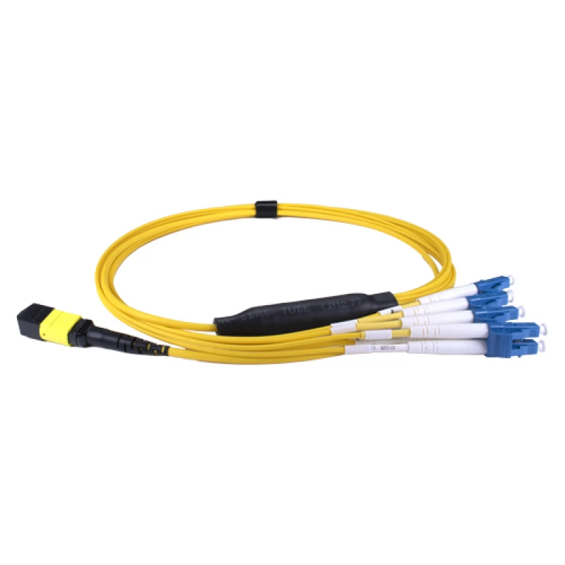 Image of Cablenet 3m OS2 MPO (F) to 4X LC (DX) QSFP Breakout Yellow Cable Metho