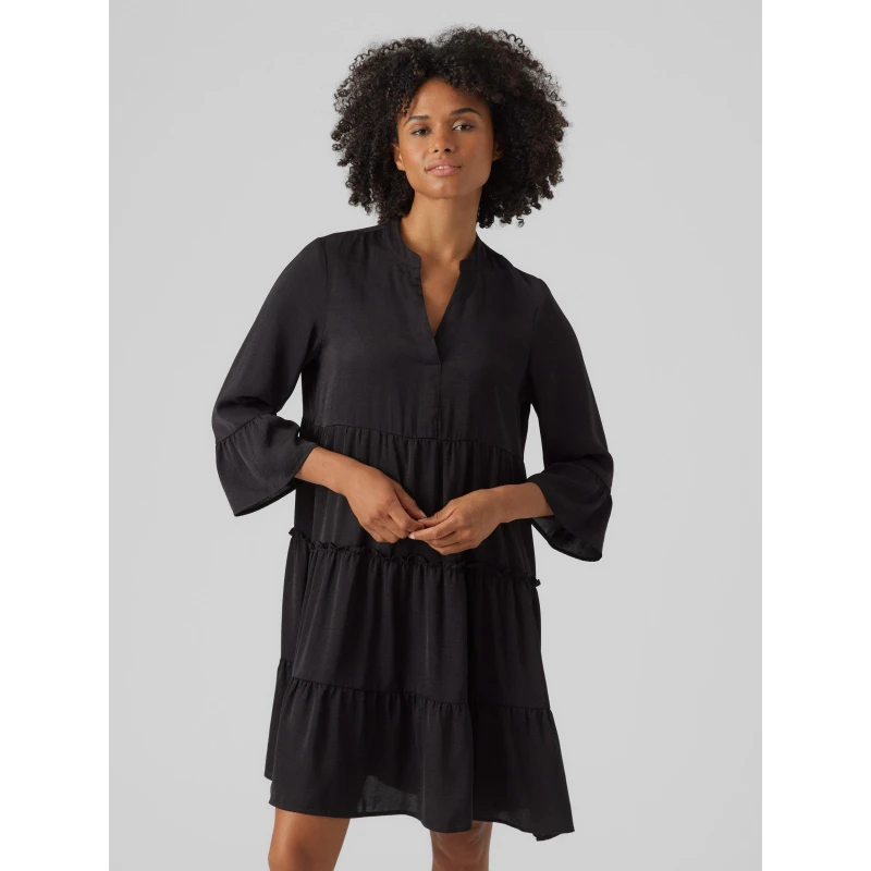 Image of Vero Moda Katrine Long Sleeve Short Dress - Black 8