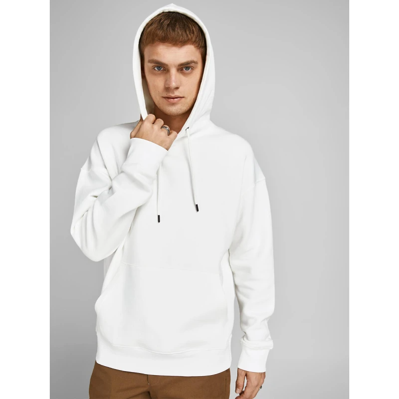 Image of jack & jones Star Basic Hoodie in Organic Cotton Blend Pearly White Cotton XS