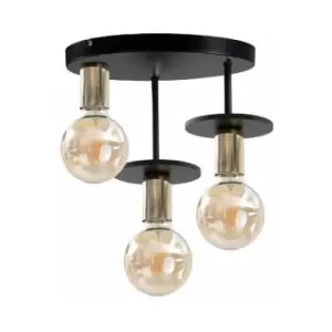 Image of Keter Saturn Multi Arm Semi Flush Ceiling Light Black, 30cm, 3x E27