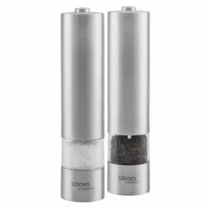 image of Cooks Professional Electric Automatic Salt & Pepper Mill Set Stainless Steel