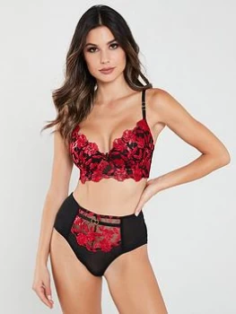 Image of Ann Summers Cecile Plunge Longline Push Up Padded Bra - Red, Size 32E, Women