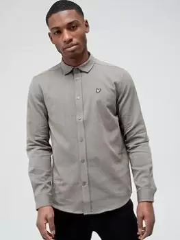 Image of Lyle & Scott End On End Shirt - Khaki, Khaki/Black, Size L, Men