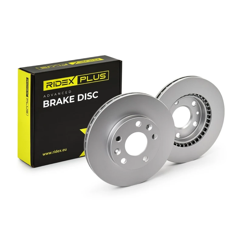 Image of RIDEX PLUS 82B0625P Brake disc Front Axle, Vented, Grey Cast Iron, Coated, High-carbon, with bolts/screws Grey Cast Iron Brake Disc (82)
