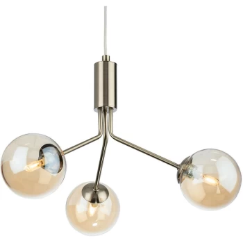 Image of Firstlight - Montana 3 Light Globe Fitting Antique Brass with Amber Glass
