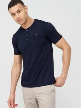 Image of Ted Baker Sirma Henley T-Shirt - Dark Navy, Size 6, Men