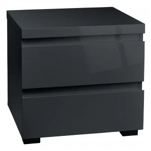 Image of Puro Grey 2 Drawer Bedside Cabinet Grey