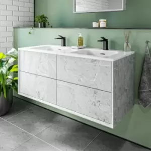 image of 1200mm Concrete Effect Wall Hung Double Vanity Unit with Basin - Arragon