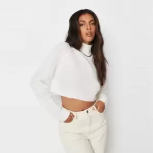 image of Missguided Recycled High Neck Crop Jumper - White