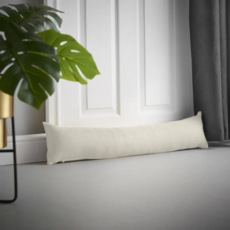 Image of Essential Living Velvet Chenille Draught Excluder 90cm x 15cm x 15cm Cream ZWAYDECRM