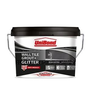 image of UniBond UltraForce Ready mixed Black glitter Wall tile Grout 3.2kg Tub