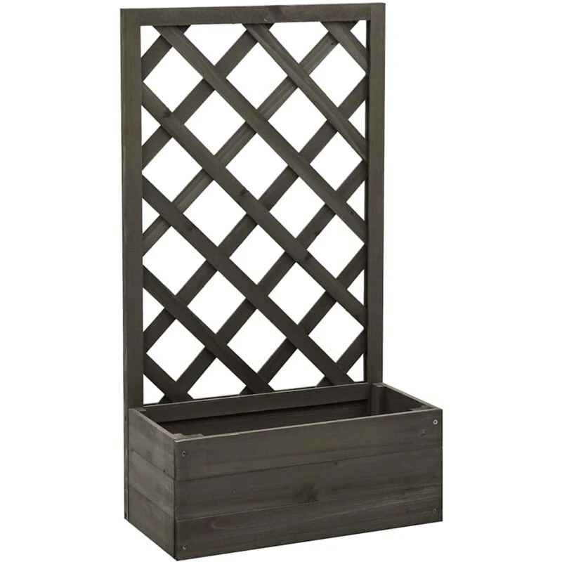 Image of VIDAXL Garden Trellis Planter Grey 50x25x90cm Solid Firwood Vidaxl 8720286182758