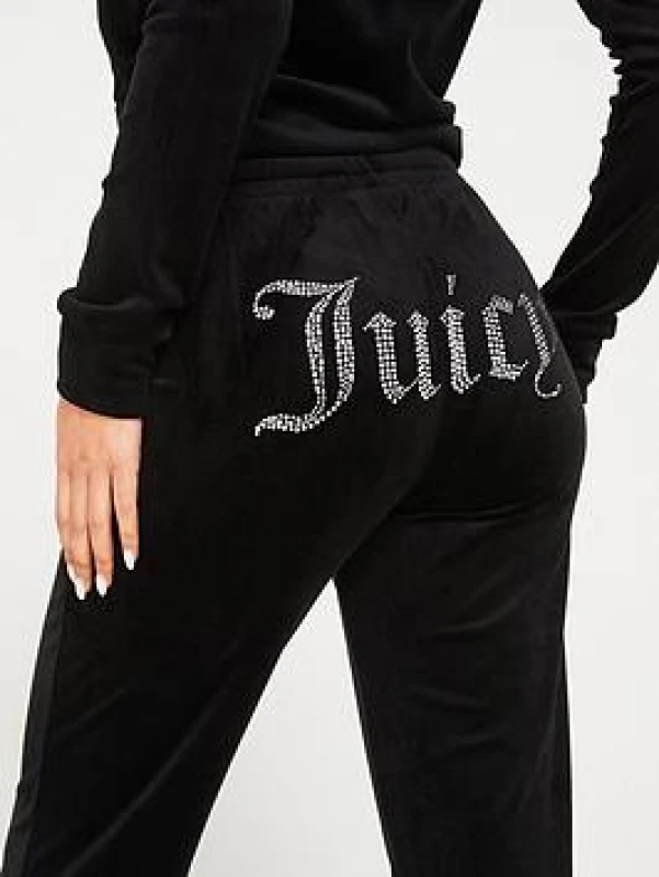 Image of Juicy Couture Black Velour Diamante Jogger Black Female XL 231798UK