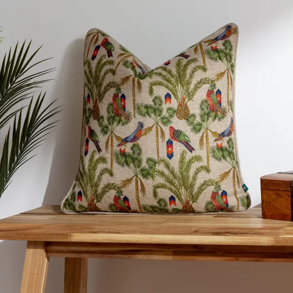 image of Akamba Palm Trees Cushion Olive, Olive / 43 x 43cm / Polyester Filled