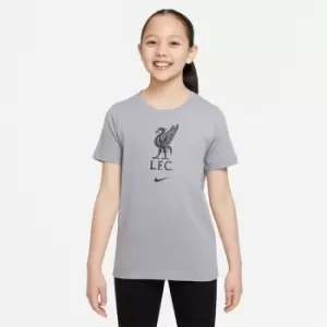 Image of Nike Liverpool FC Short Sleeve Crest T Shirt Juniors - Grey