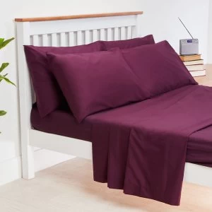 Image of Catherine Lansfield Non-Iron Double Fitted Sheet - Plum