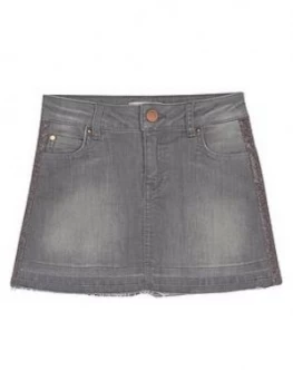 Image of Mintie by Mint Velvet Girls Glitter Trim Denim Skirt - Grey, Size Age: 7-8 Years, Women