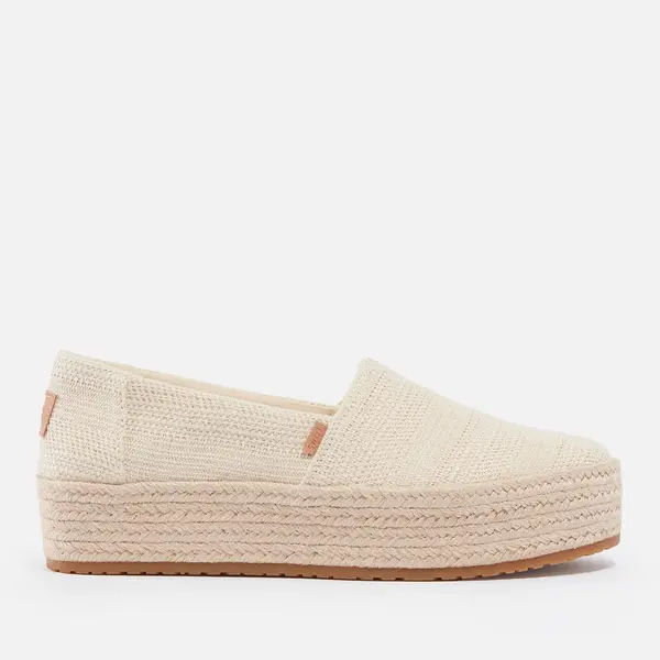 image of TOMS Womens Valencia Canvas Flatform Espadrilles - UK 6 Beige Flats female 10020710 6