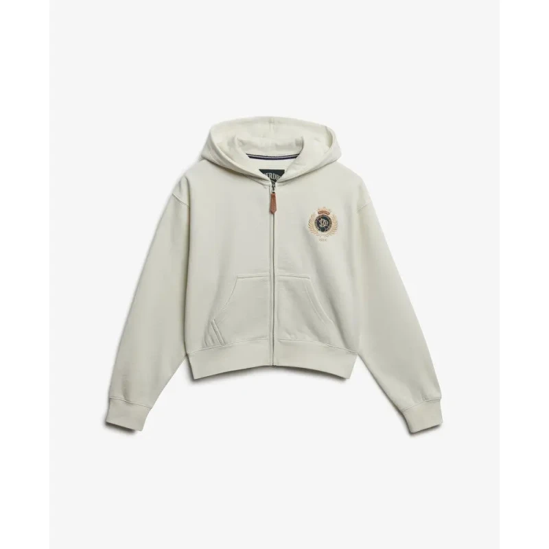 Image of Superdry Womens zip-up hoodie Superdry Country Club Ziphood Blanc Female XL