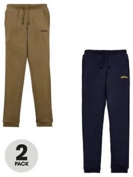 Image of Jack & Jones Junior Boys 2 Pack Logo Joggers - Navy Blazer/Dusty Olive, Size 14 Years