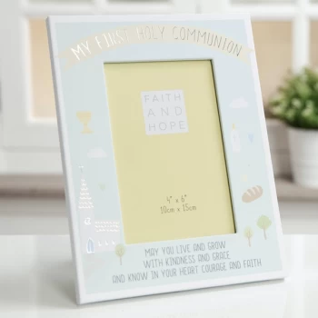Image of 4" x 6" - Faith & Hope My 1st Communion Photo Frame - Blue