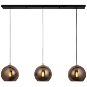 Image of Endon Boli 3 Light Triple Ceiling Pendant Copper Mirrored Glass