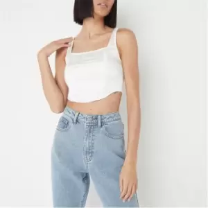 Missguided Satin Square Neck Corset Top - White