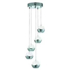 Image of LED 5 Light Spiral Cluster Pendant Chrome