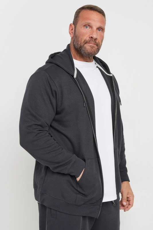 Image of BadRhino BadRhino Men Zip Through Diamond Quilted Hoodie in Grey Size: X-Large Grey 1XL Male 5063111744060