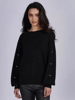 Image of Barbour International Drifting Knitted Top - Black, Size 10, Women
