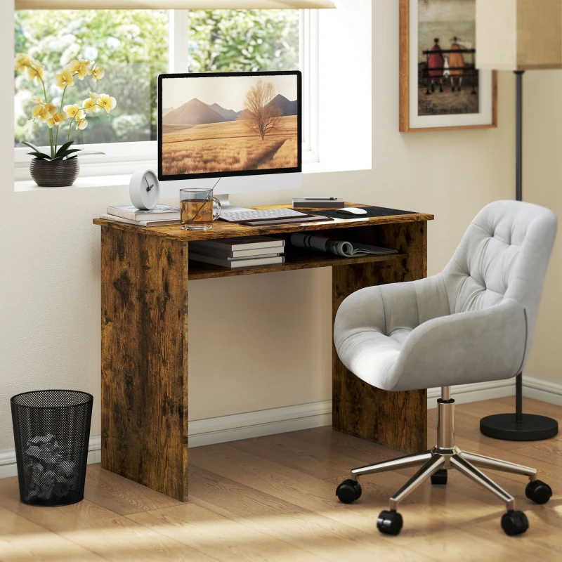 Image of HOMCOM HOMCOM Writing Desk Laptop Table Workstation with Shelf Home Office in Brown Brown One Size Unisex 5063603040588