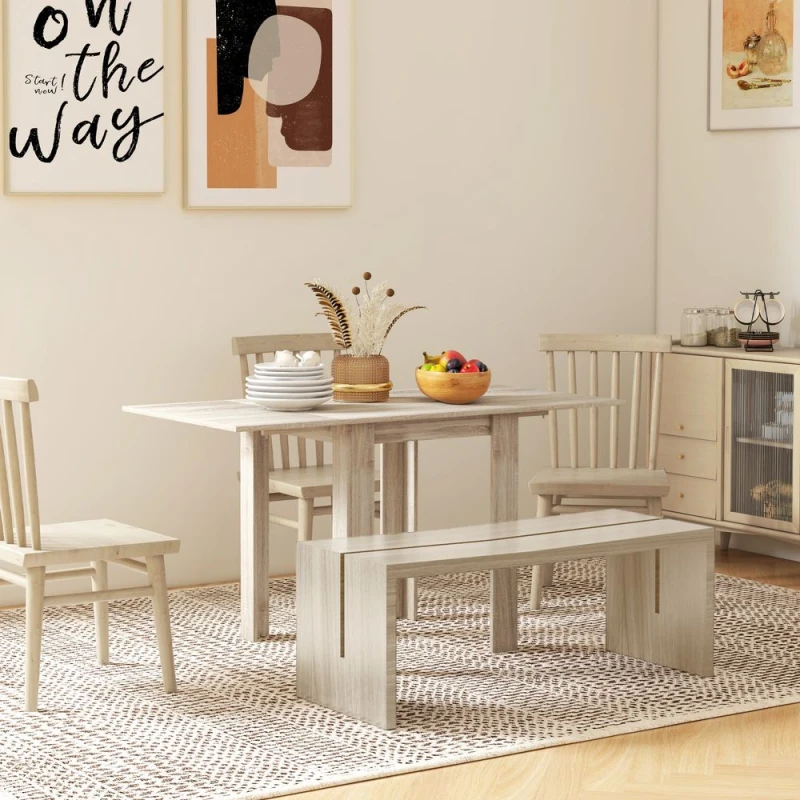 Image of HOMCOM Folding Dining Table Extendable Kitchen Table Drop Leaf Table for 2-4 - Homcom 5056725528560