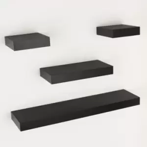 image of Hudson 4 pcs narrow wall shelf - matt black