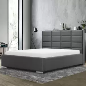 Image of Tuanso Upholstered Beds - Plush Velvet, Double Size Frame, Grey - Grey