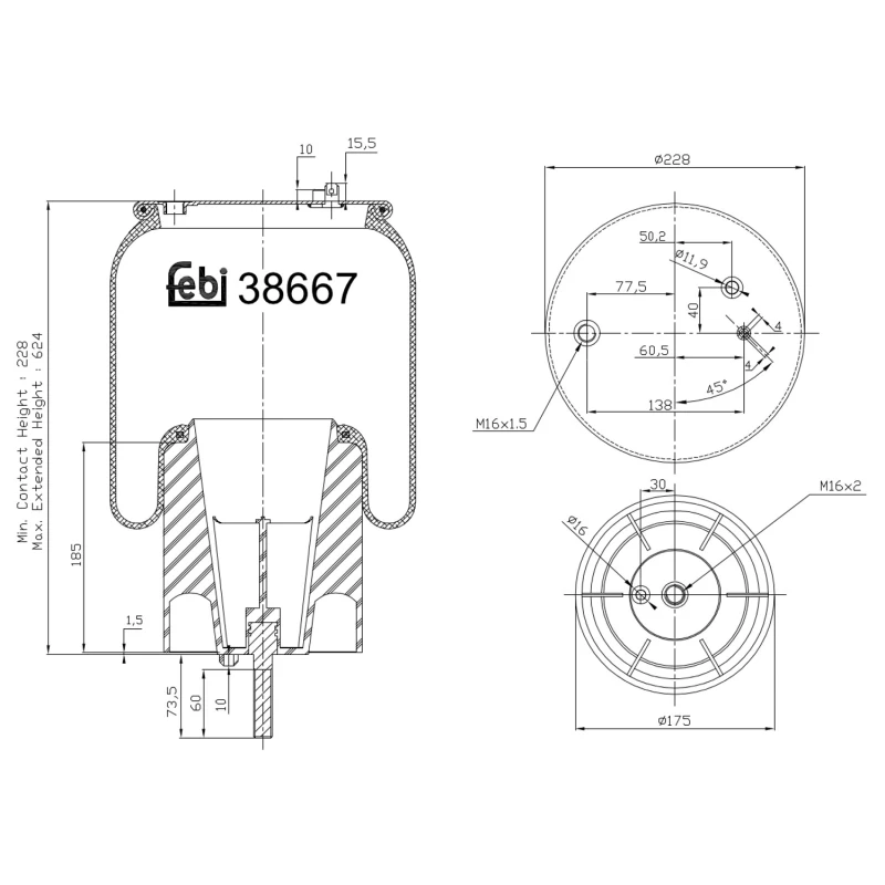 Image of FEBI BILSTEIN 38667 Boot, air suspension Rear Axle Right Boot,air suspension (324)