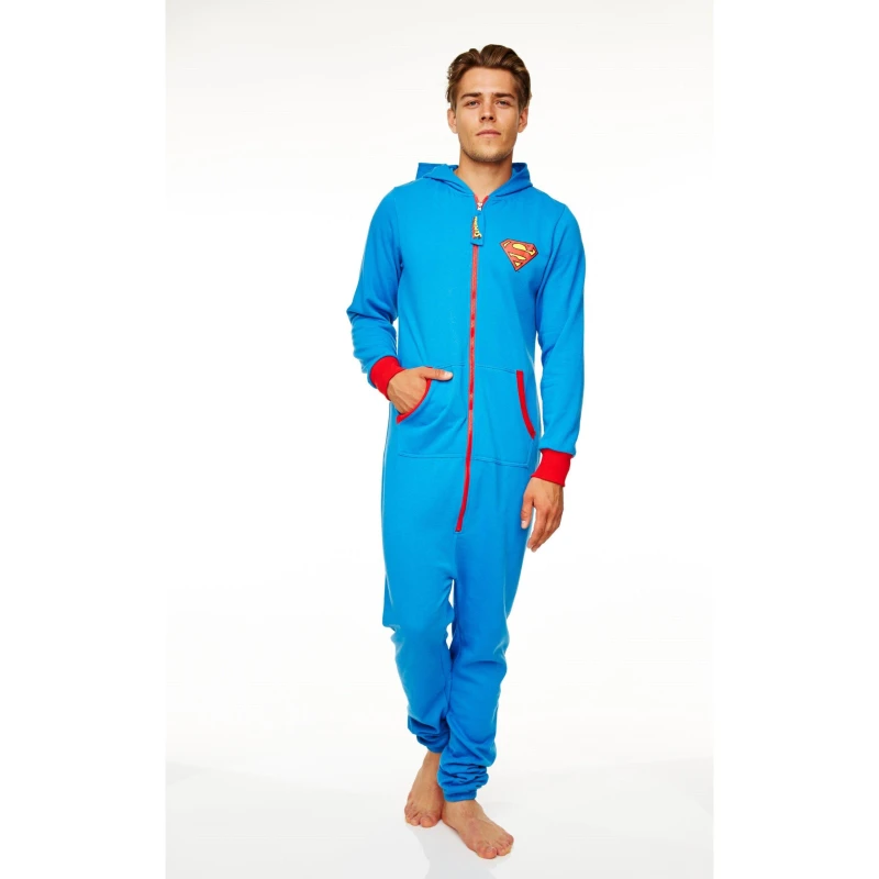 Image of DC Comics Superman Blue Jumpsuit Onesie Blue One Size