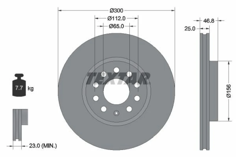 Image of Brake disc TEXTAR 92333103