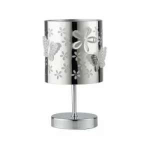 image of Fan Europe BUTTERFLY Cylindrical Table Lamp Chrome 13x19cm